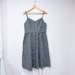 REITMANS Gingham Midi Dress Black White Check Sleeveless Sundress | X-Large *
